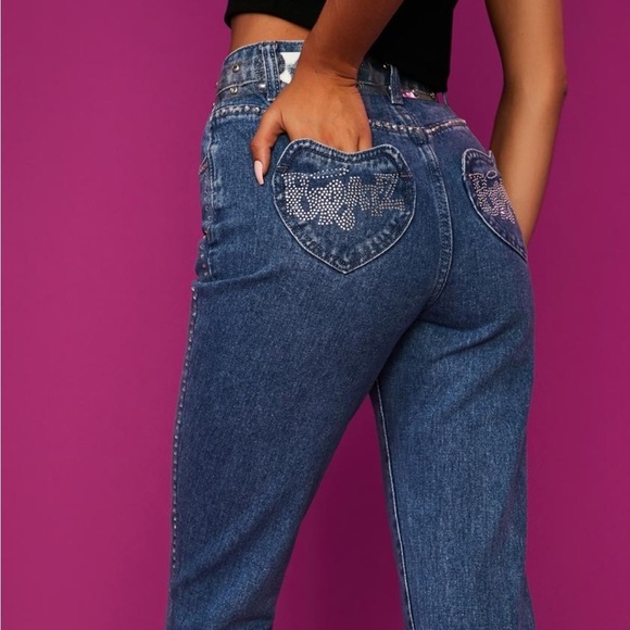 Dolls Kill Denim - Dolls Kill Brats Ankle Jeans with Rhinestone Accents